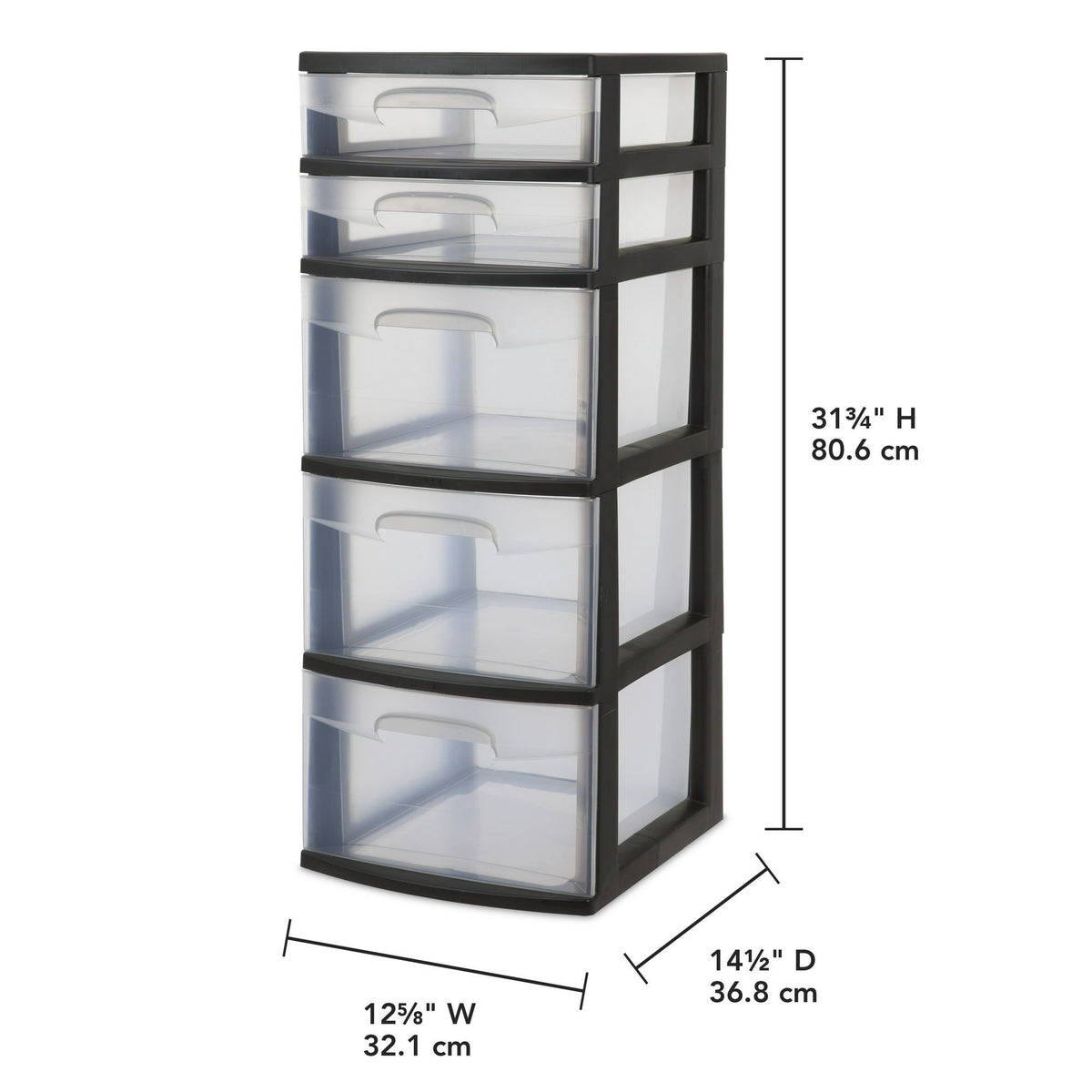 Clear Drawer 5-Drawer Plastic Tower – Space-Saving Storage Organizer for Home