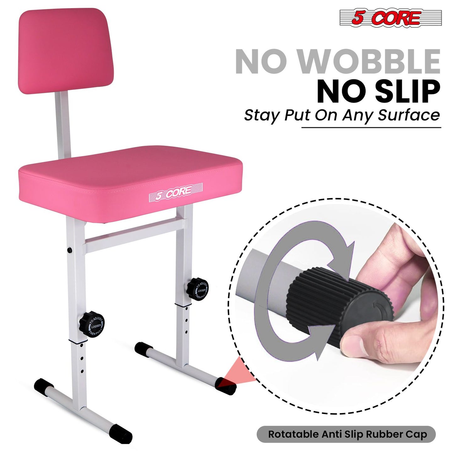 Adjustable Piano Bench with Backrest - 3" Padded Heavy-Duty Keyboard Stool