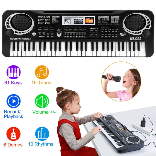 61-Key Digital Keyboard Piano with Microphone – Electronic Music Keyboard for Kids & Beginners