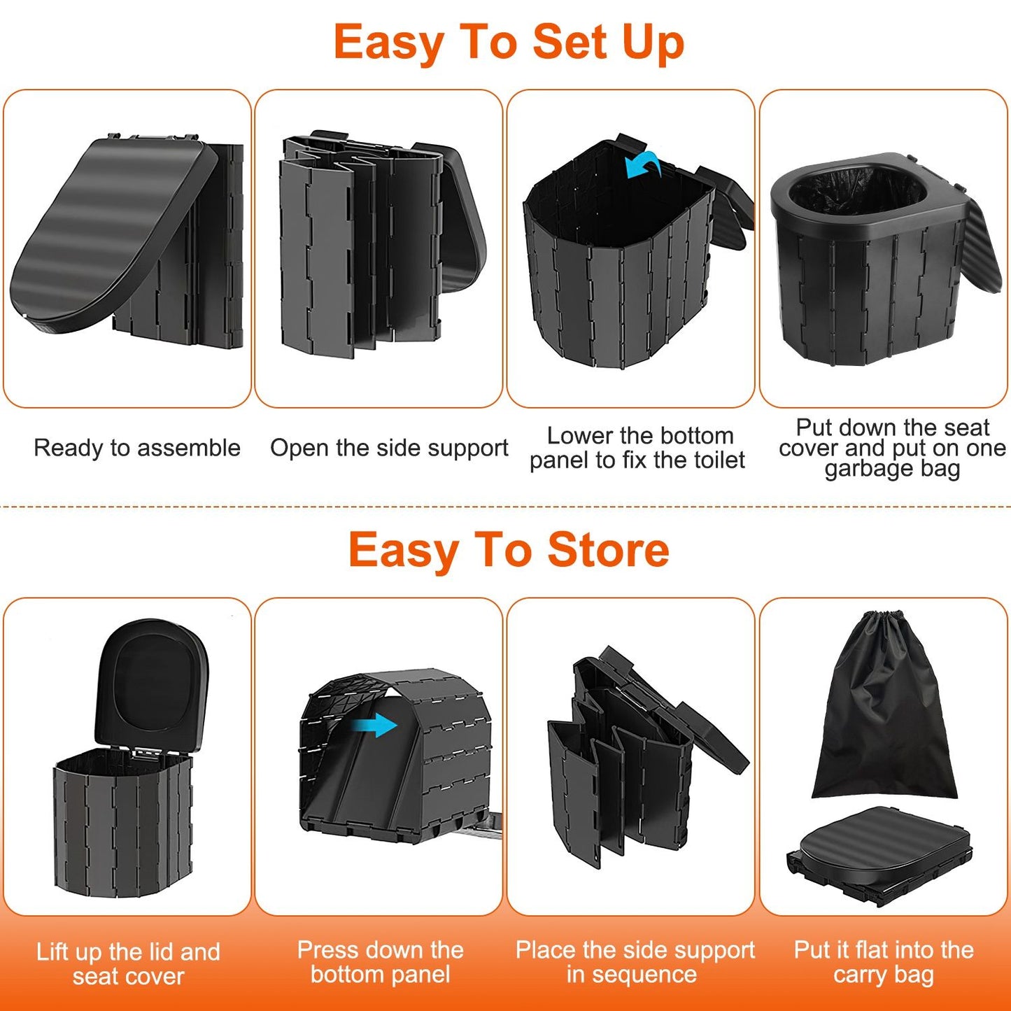 Portable Emergency Folding Toilet – Heavy-Duty Outdoor Porta Potty