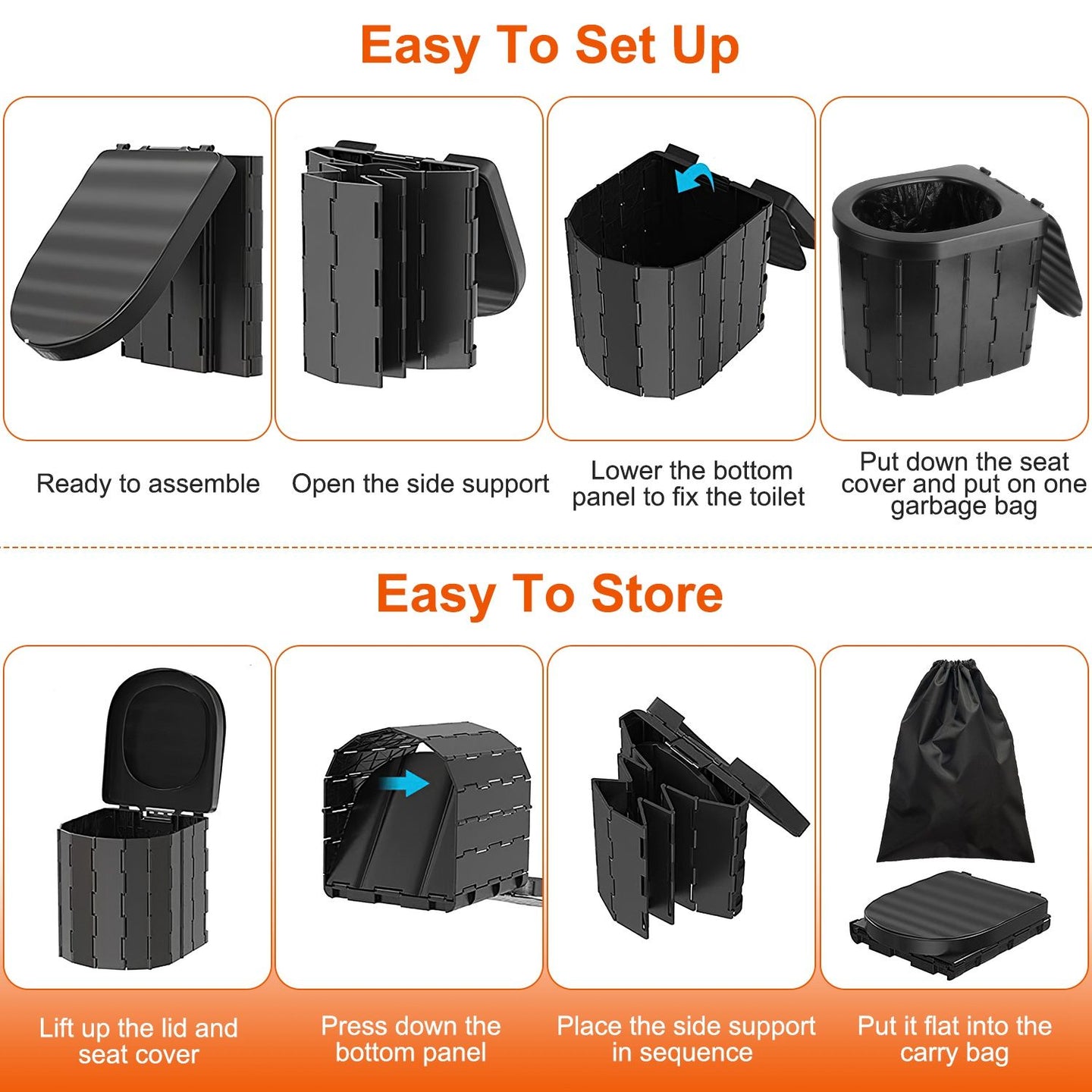 Portable Emergency Folding Toilet – Heavy-Duty Outdoor Porta Potty