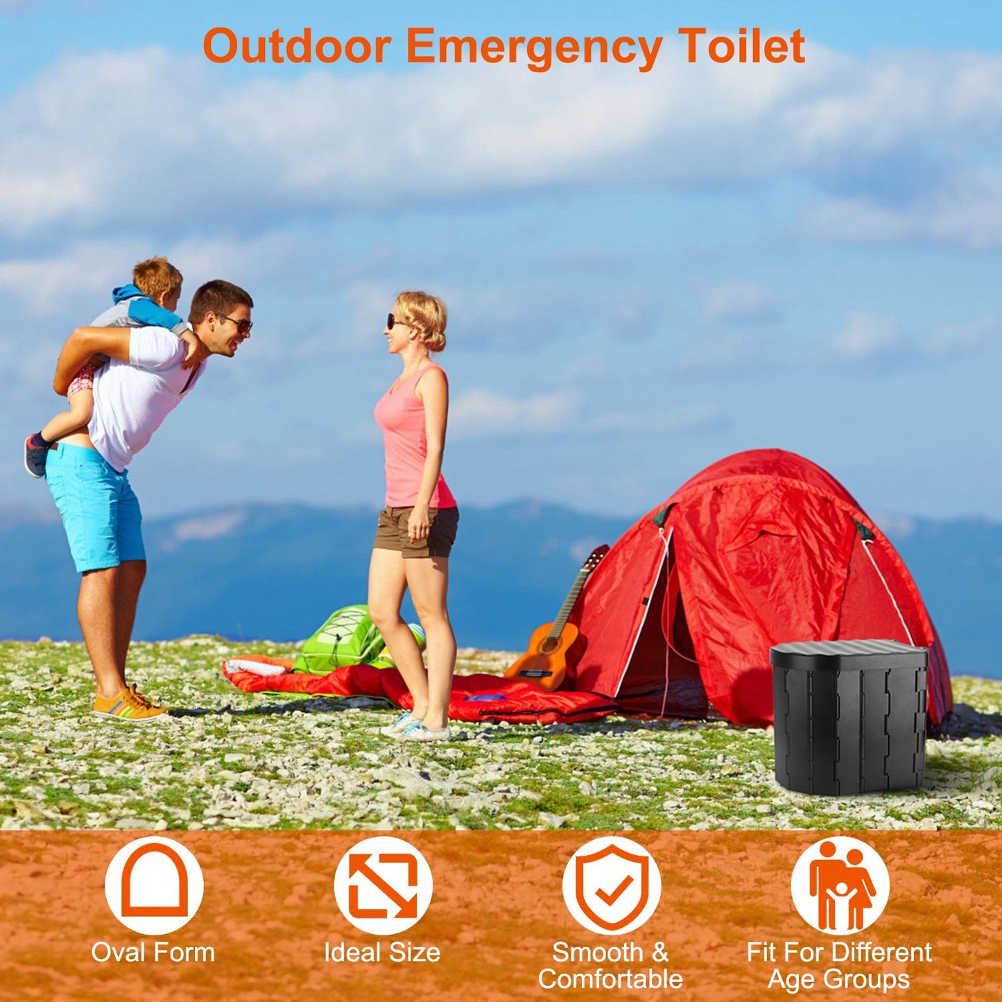 Portable Emergency Folding Toilet – Heavy-Duty Outdoor Porta Potty