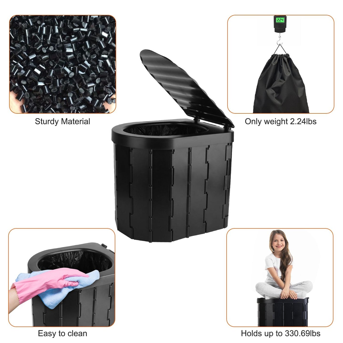 Portable Emergency Folding Toilet – Heavy-Duty Outdoor Porta Potty
