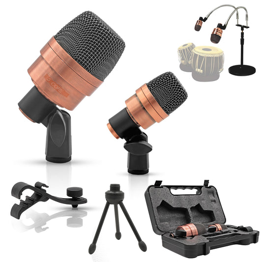 Professional Tabla Microphone Set: Dual Dynamic Mics for Bayan & Dayan