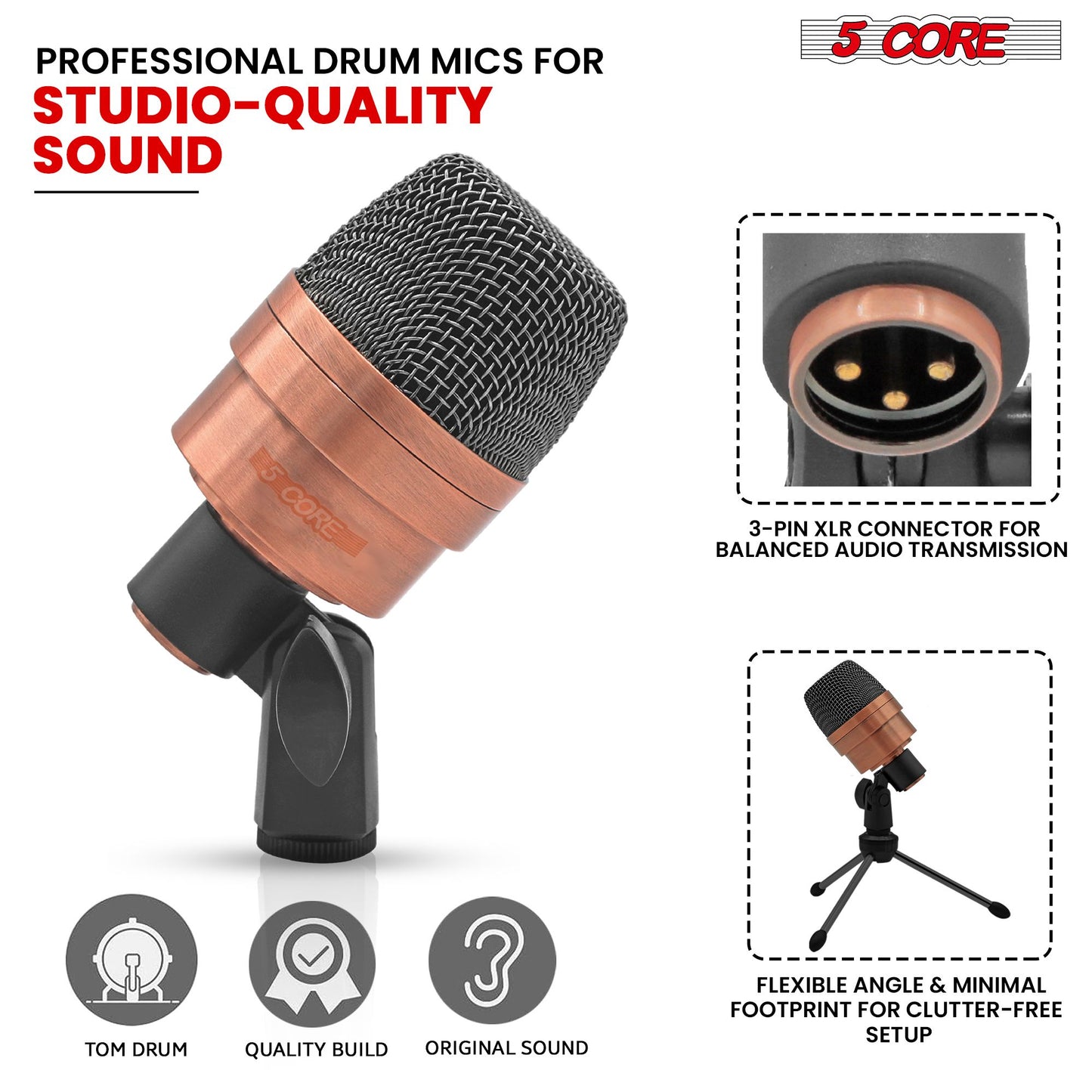 Professional Tabla Microphone Set: Dual Dynamic Mics for Bayan & Dayan