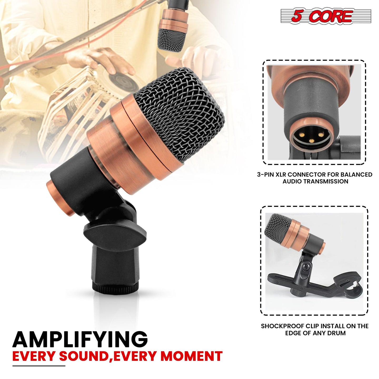 Professional Tabla Microphone Set: Dual Dynamic Mics for Bayan & Dayan