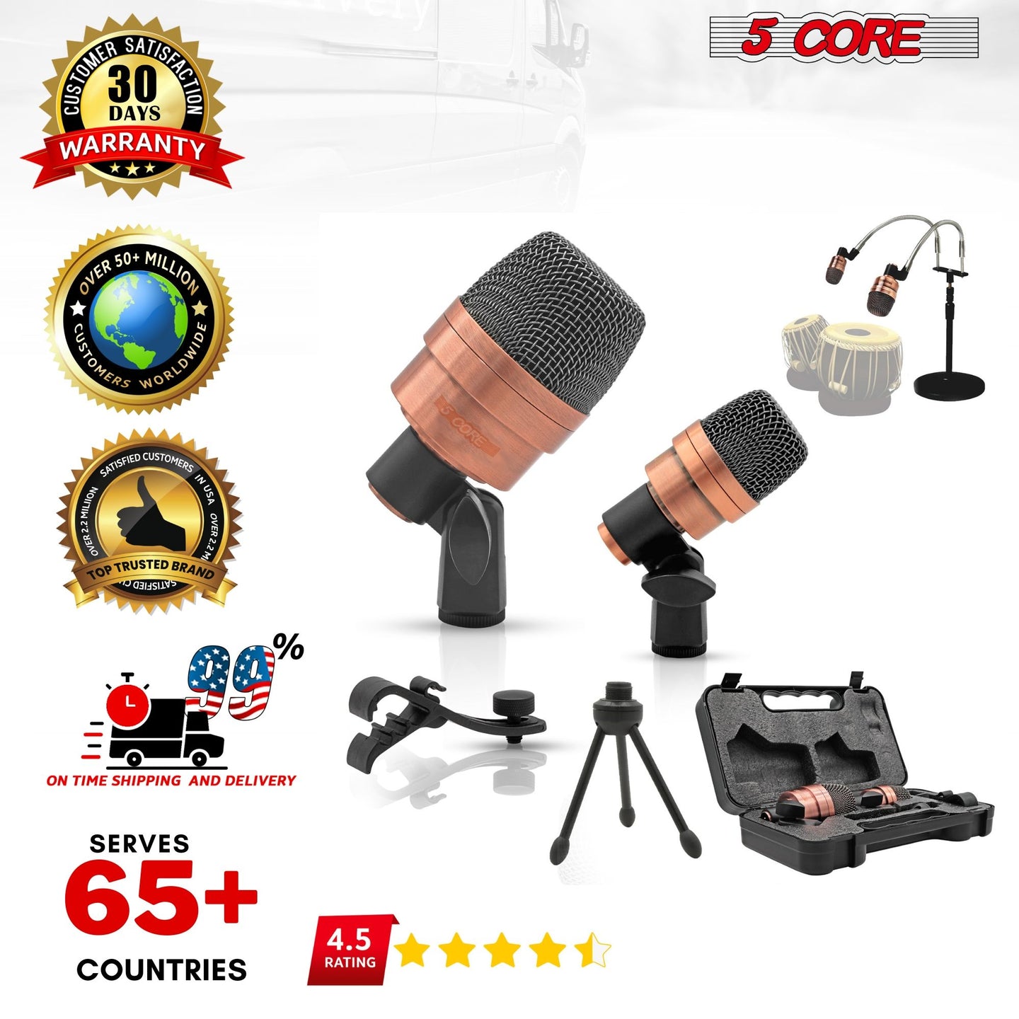 Professional Tabla Microphone Set: Dual Dynamic Mics for Bayan & Dayan
