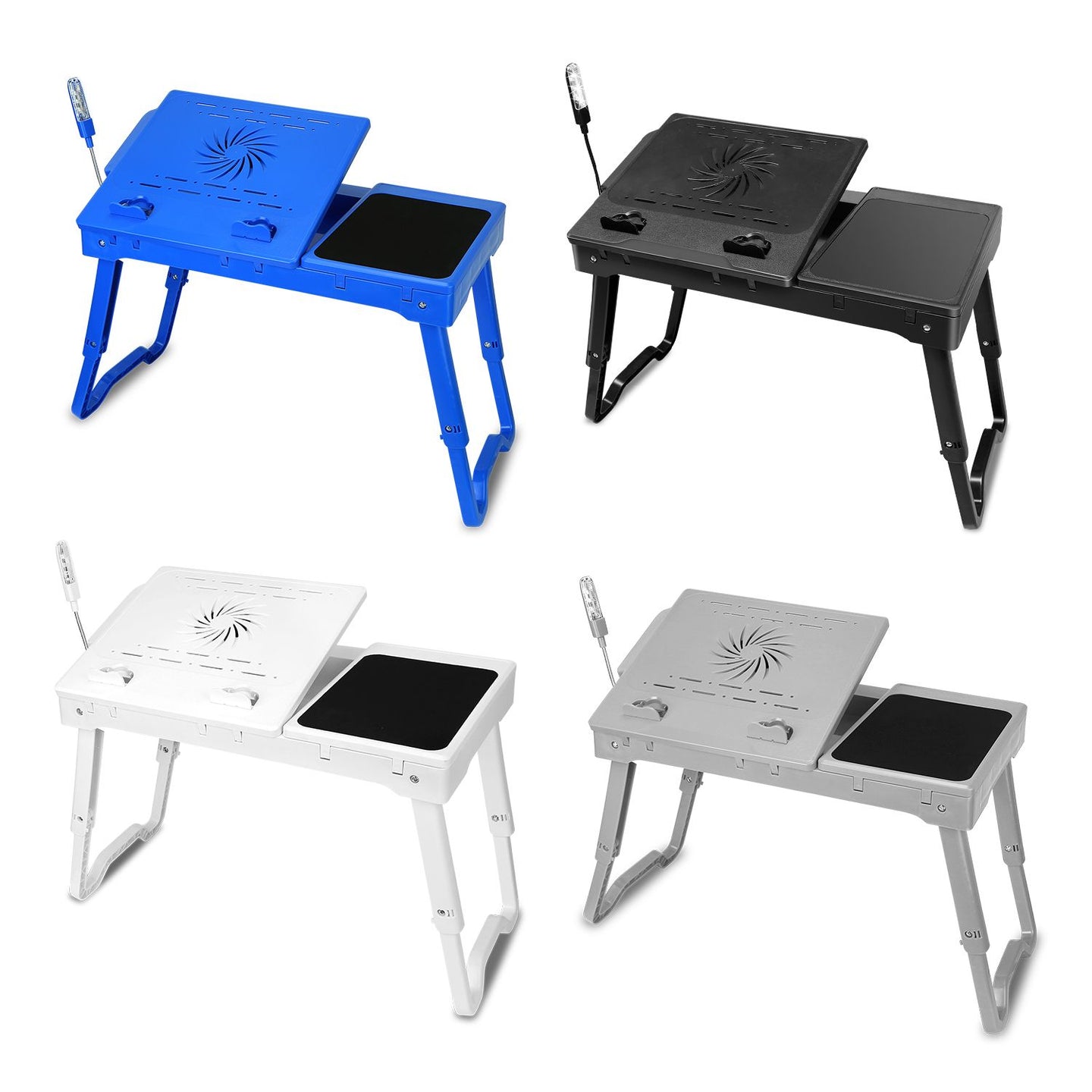 Multifunctional Foldable Laptop Desk with Cooling Fan & LED Light