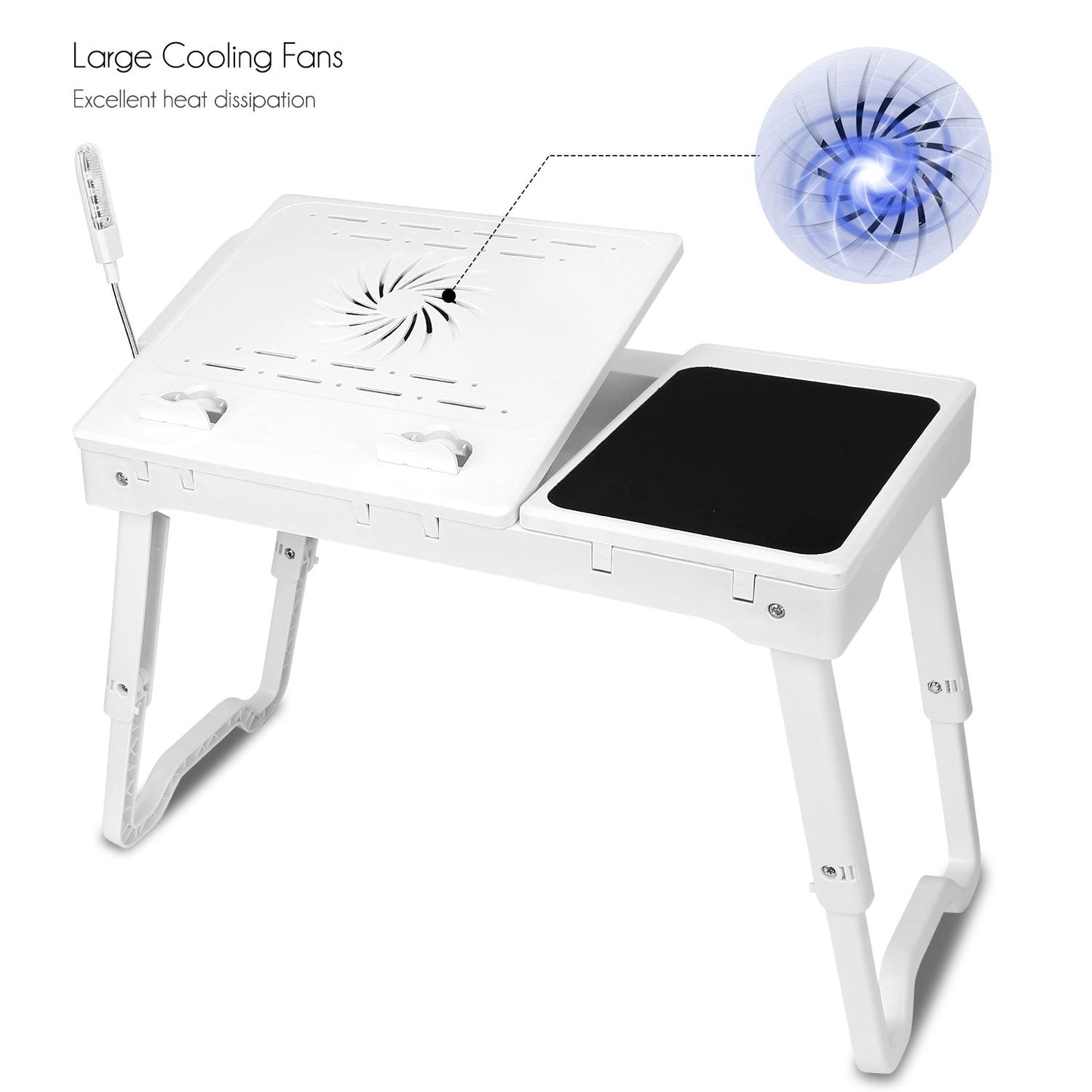 Multifunctional Foldable Laptop Desk with Cooling Fan & LED Light