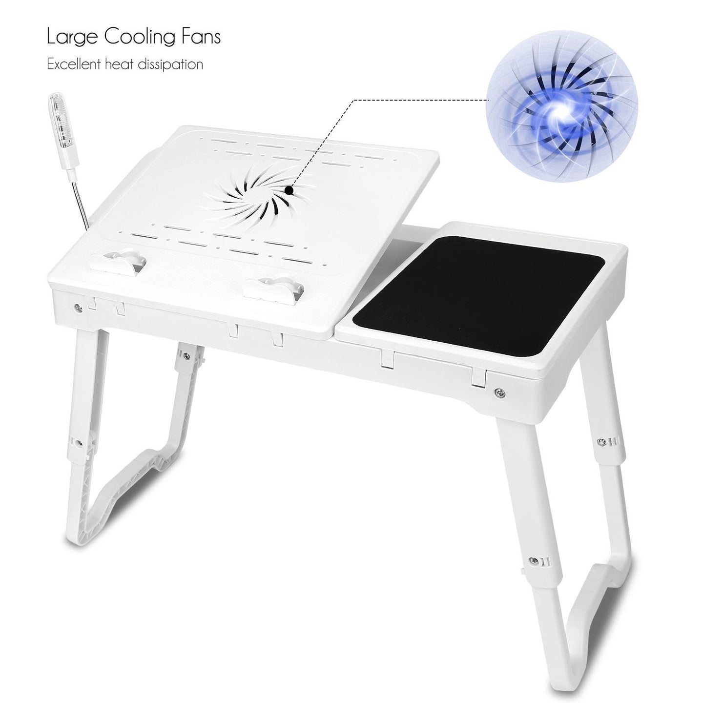 Multifunctional Foldable Laptop Desk with Cooling Fan & LED Light