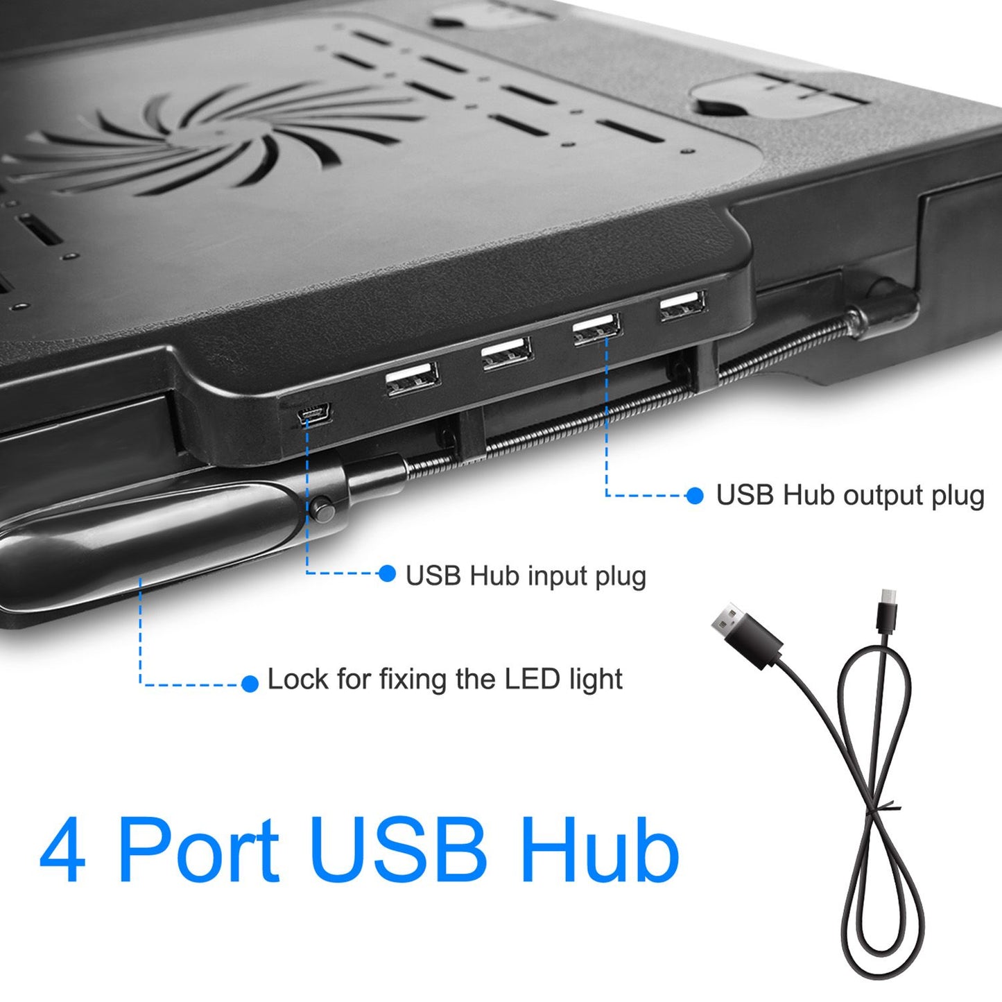 Multifunctional Foldable Laptop Desk with Cooling Fan & LED Light