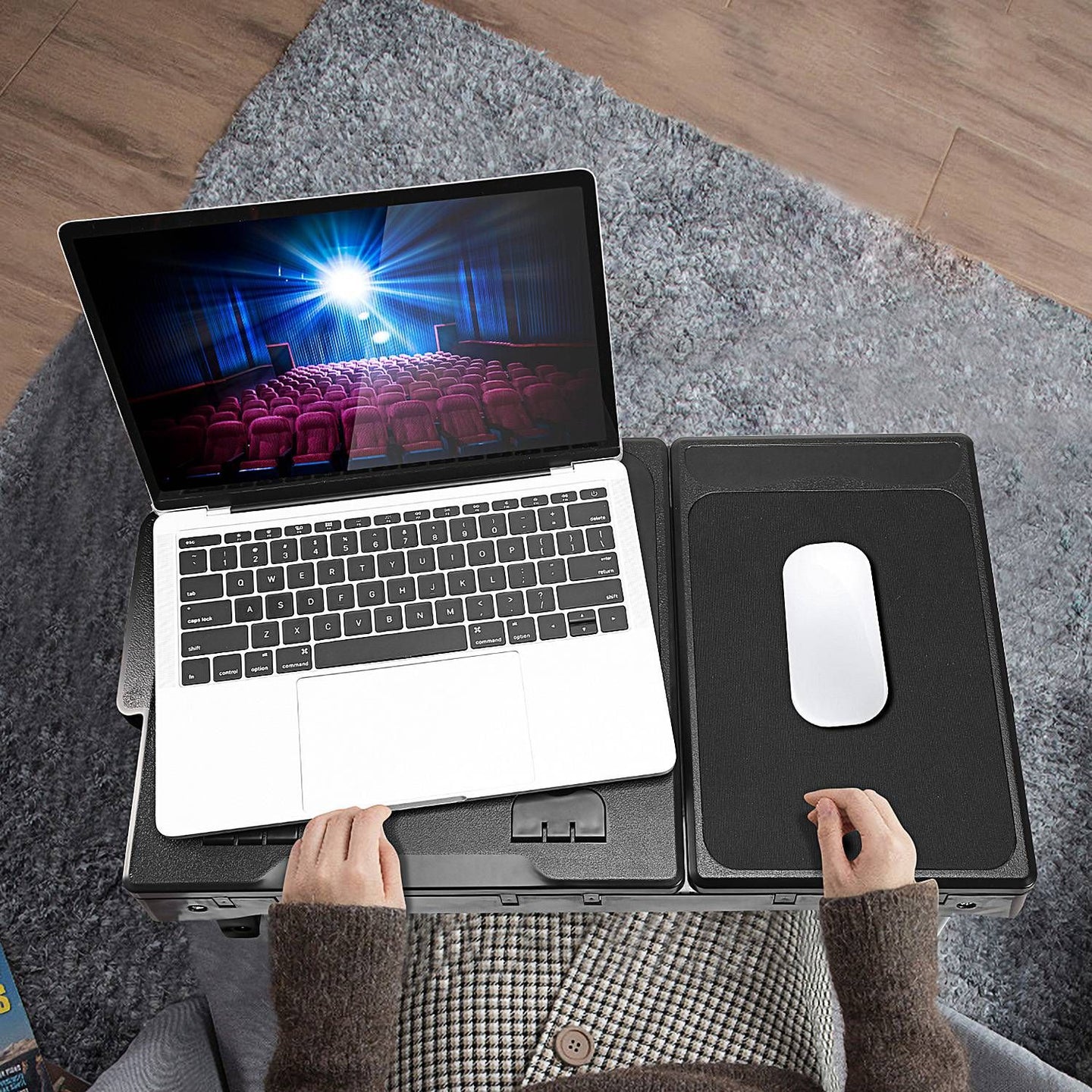 Multifunctional Foldable Laptop Desk with Cooling Fan & LED Light