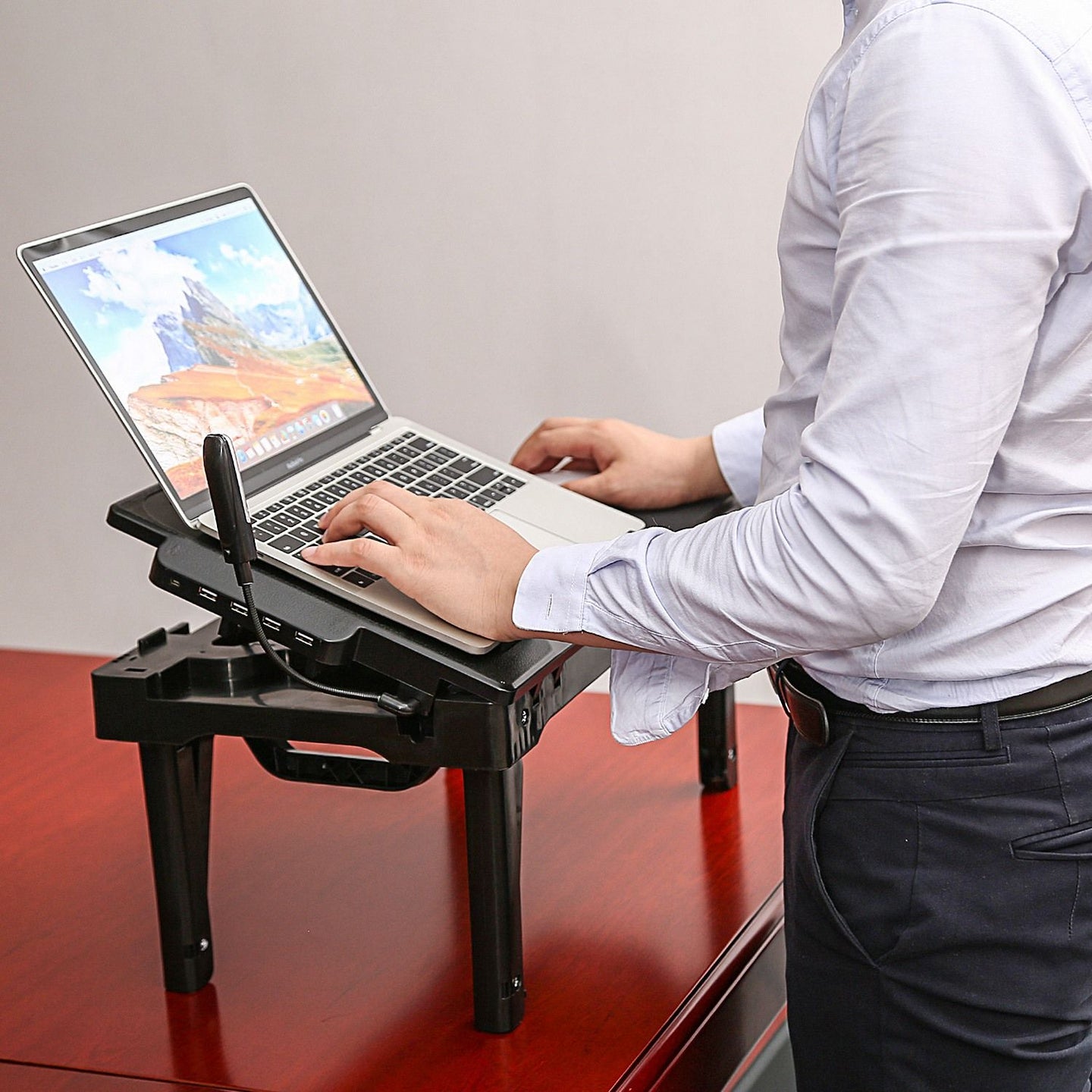 Multifunctional Foldable Laptop Desk with Cooling Fan & LED Light