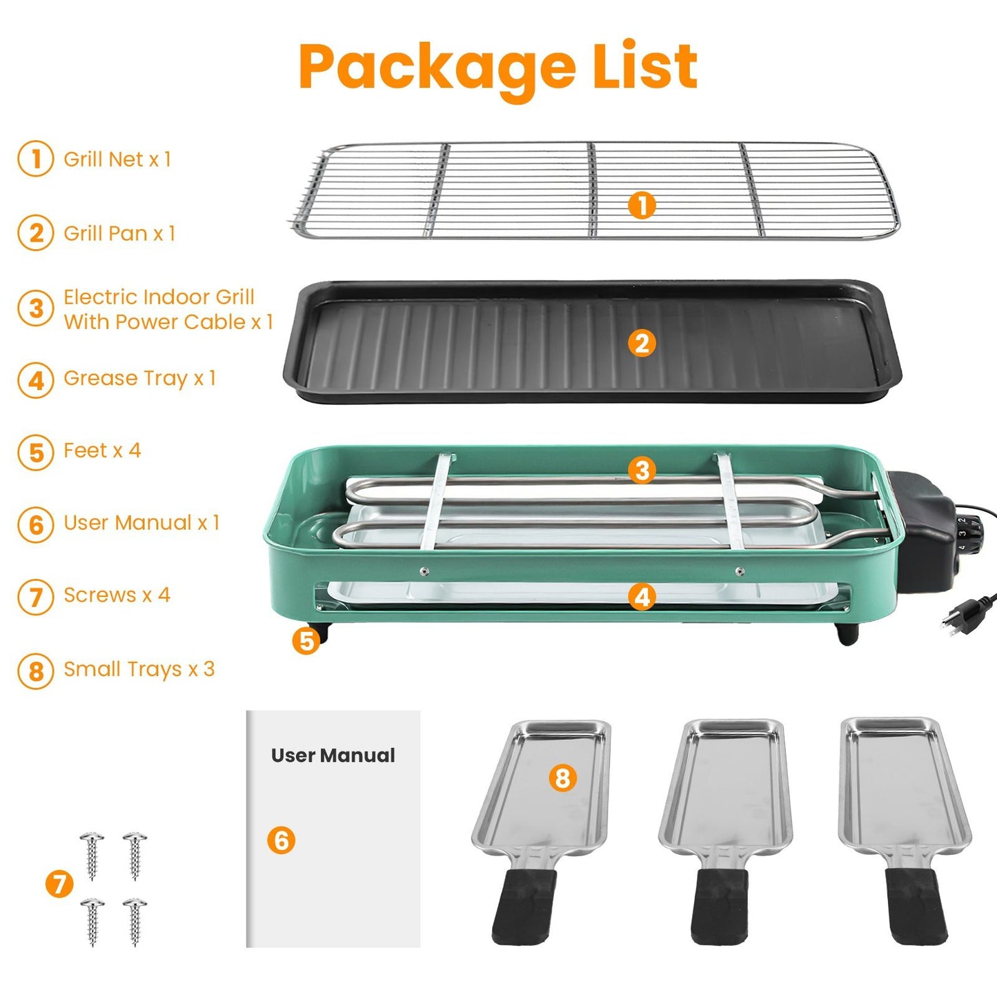 2-IN-1 Electric Grill & Crepe Maker, 2000W Fast Heat 5 Temp Control, 3 Raclette Trays Dishwasher Safe for Indoor Outdoor