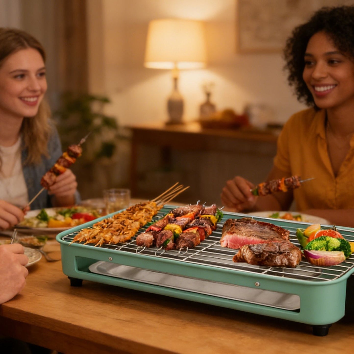 2-IN-1 Electric Grill & Crepe Maker, 2000W Fast Heat 5 Temp Control, 3 Raclette Trays Dishwasher Safe for Indoor Outdoor