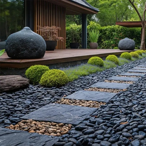 38lbs Black River Rocks, 2-3 inch Polished Pebbles. Ideal for plant decoration, vase filling, aquarium landscaping, and various indoor/outdoor decorative applications.