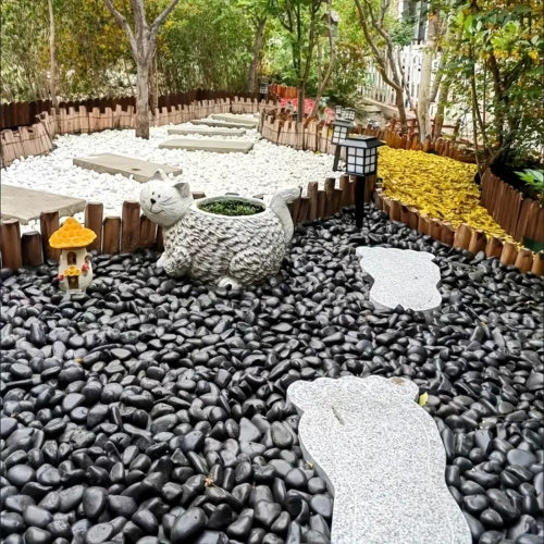 38lbs Black River Rocks, 2-3 inch Polished Pebbles. Ideal for plant decoration, vase filling, aquarium landscaping, and various indoor/outdoor decorative applications.