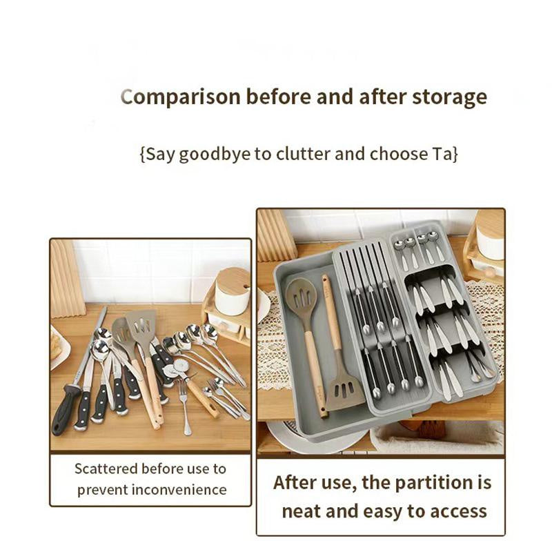 Expandable Cutlery Drawer Organizer – Knife & Fork Storage Box