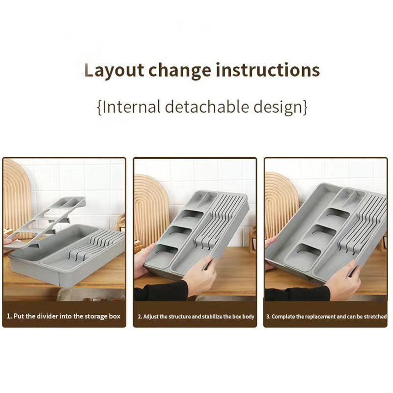Expandable Cutlery Drawer Organizer – Knife & Fork Storage Box