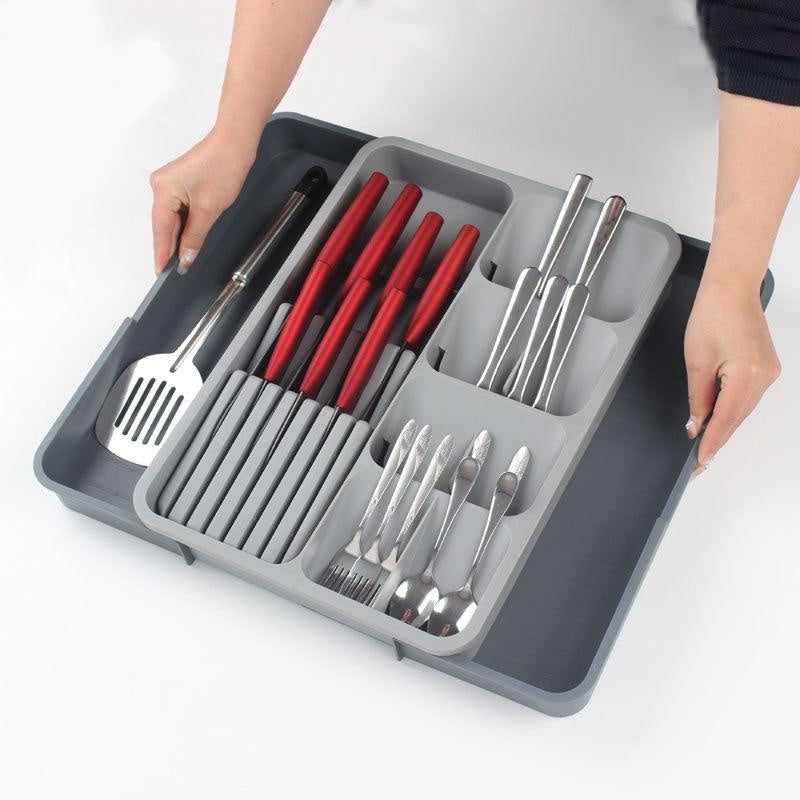 Expandable Cutlery Drawer Organizer – Knife & Fork Storage Box