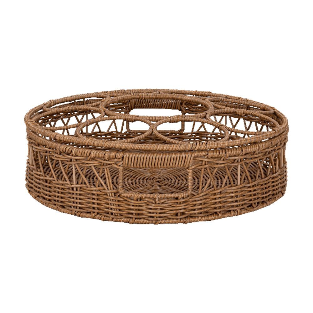 Large Rattan Beverage Tray with Handles | Woven Wicker Serving Tray