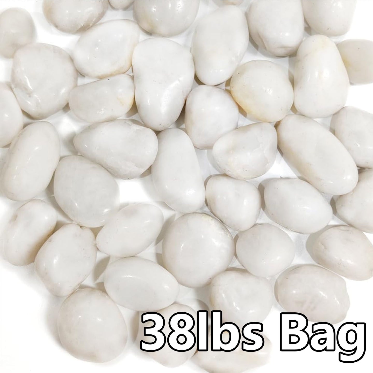 38lbS Large White River Rocks 2-3 Inch - Natural Polished Pebbles for Landscaping, Garden Decor, Aquariums, Decorative Stones for Pathways, Planters