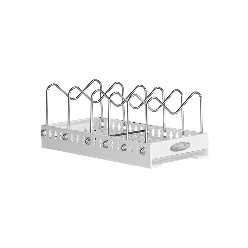 Pull-Out Pots and Pans Organizer – Cabinet Built-In Draining Rack for Lids & Plates, Slide-Out Kitchen Storage Holder