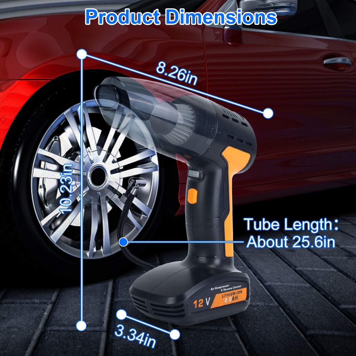 4-in-1 Cordless Car Vacuum & 150PSI Portable Tire Inflator