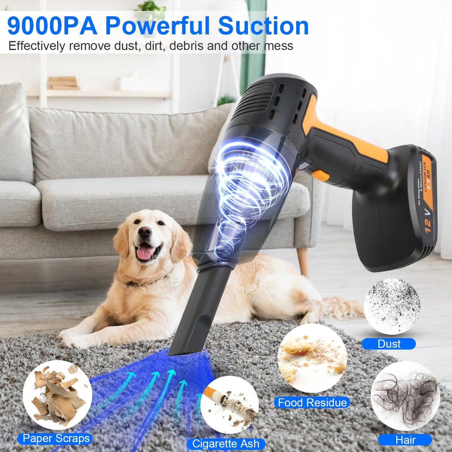 4-in-1 Cordless Car Vacuum & 150PSI Portable Tire Inflator