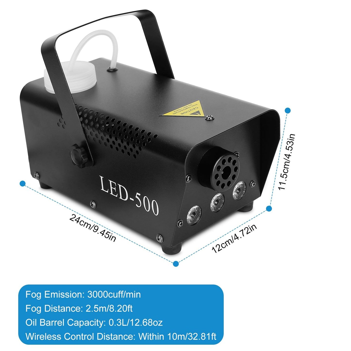400W Fog Machine with 3 Color LED Lights (Red/Blue/Green) - 2000 CFM Output, 8.2ft Distance, Remote Control & Overheat Protection - Rapid 3-5min Warm-Up, Non-Toxic Odorless for Parties, Concerts, Stag