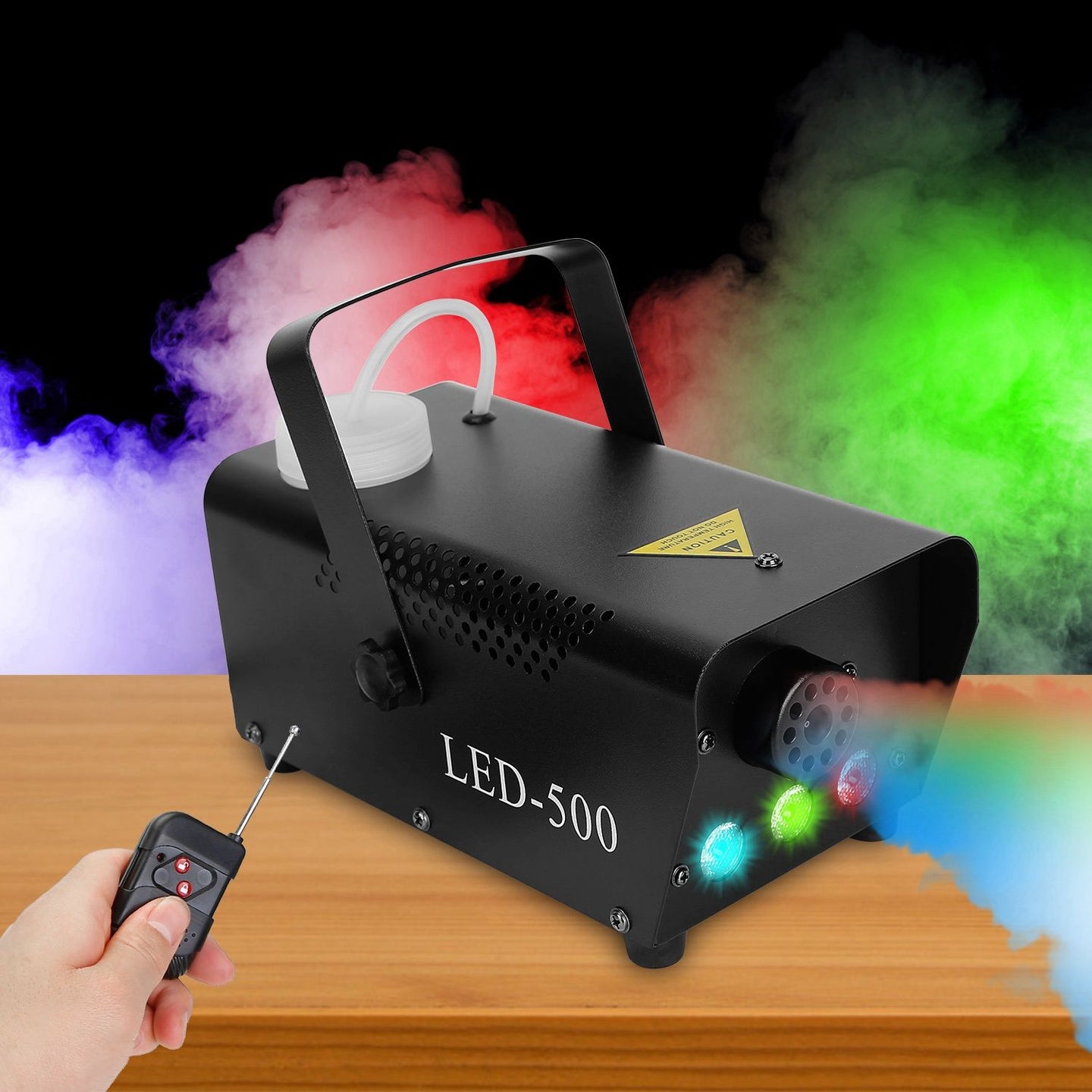 400W Fog Machine with 3 Color LED Lights (Red/Blue/Green) - 2000 CFM Output, 8.2ft Distance, Remote Control & Overheat Protection - Rapid 3-5min Warm-Up, Non-Toxic Odorless for Parties, Concerts, Stag