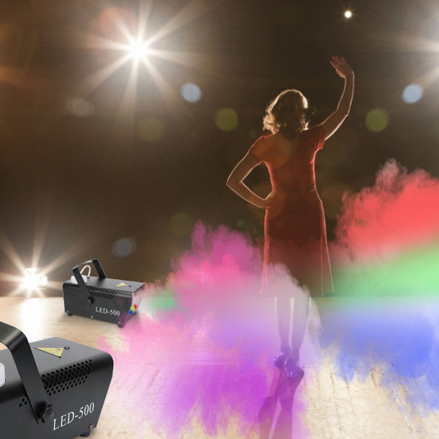 400W Fog Machine with 3 Color LED Lights (Red/Blue/Green) - 2000 CFM Output, 8.2ft Distance, Remote Control & Overheat Protection - Rapid 3-5min Warm-Up, Non-Toxic Odorless for Parties, Concerts, Stag