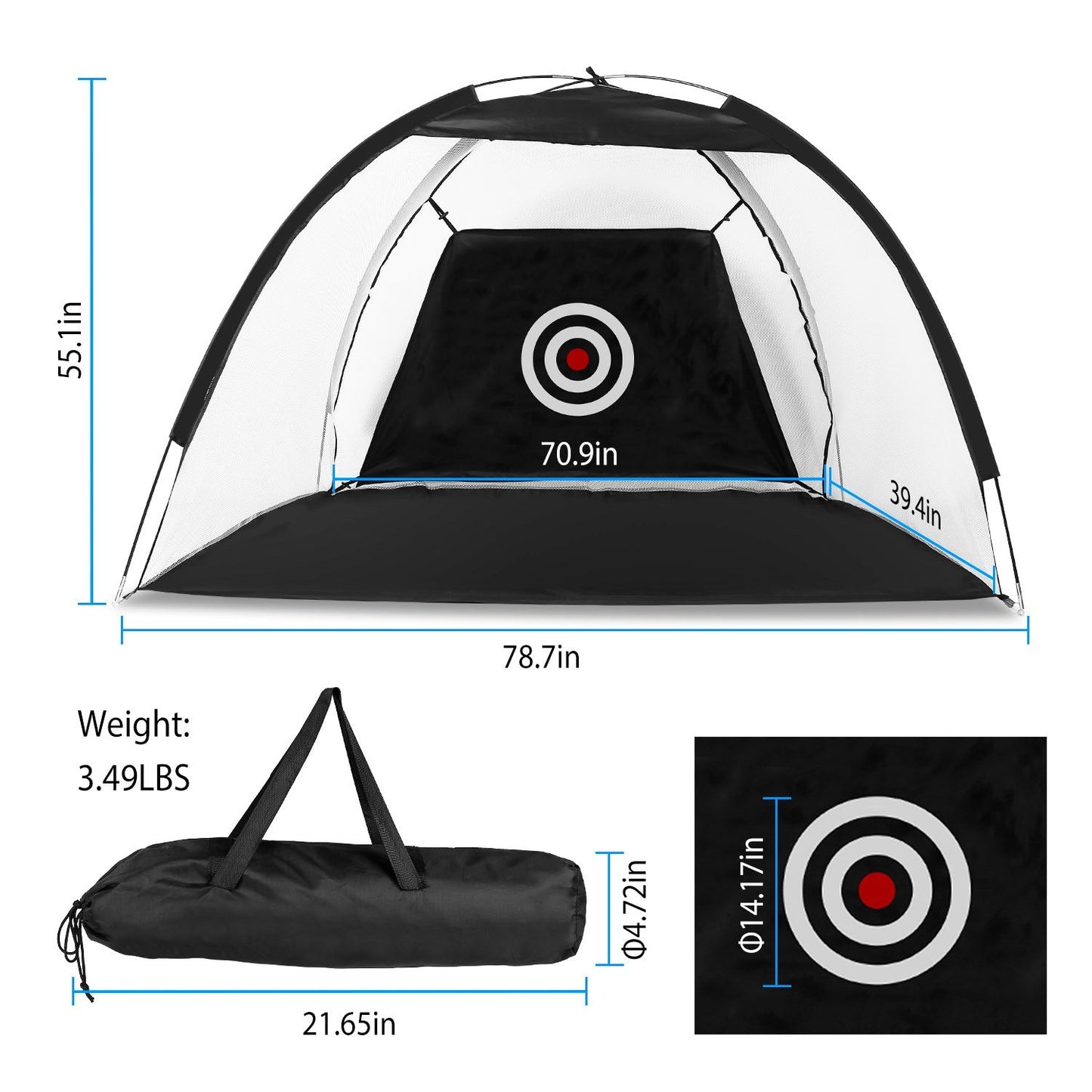 Golf Practice Net 78.7”x39.4”x55.1” – Backyard Driving & Chipping Set with Target Mat & Balls