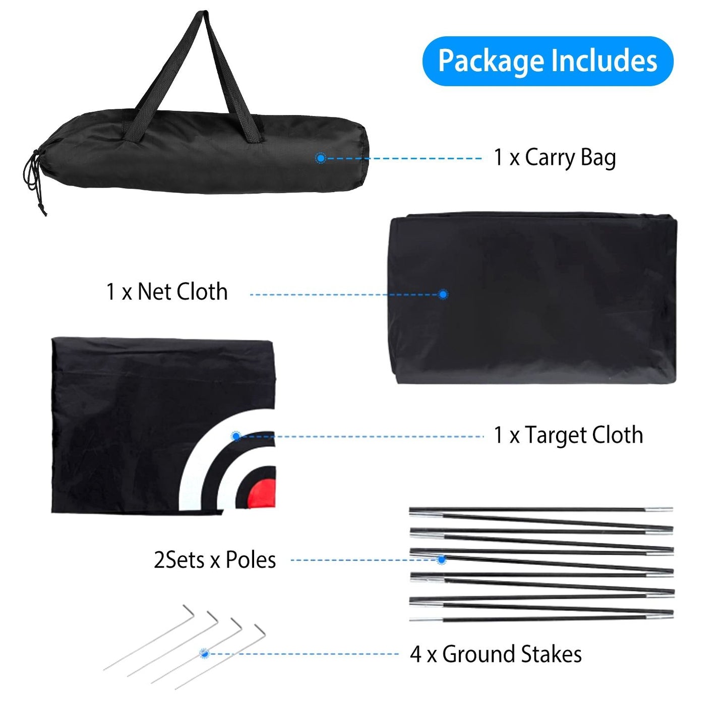 Golf Practice Net 78.7”x39.4”x55.1” – Backyard Driving & Chipping Set with Target Mat & Balls