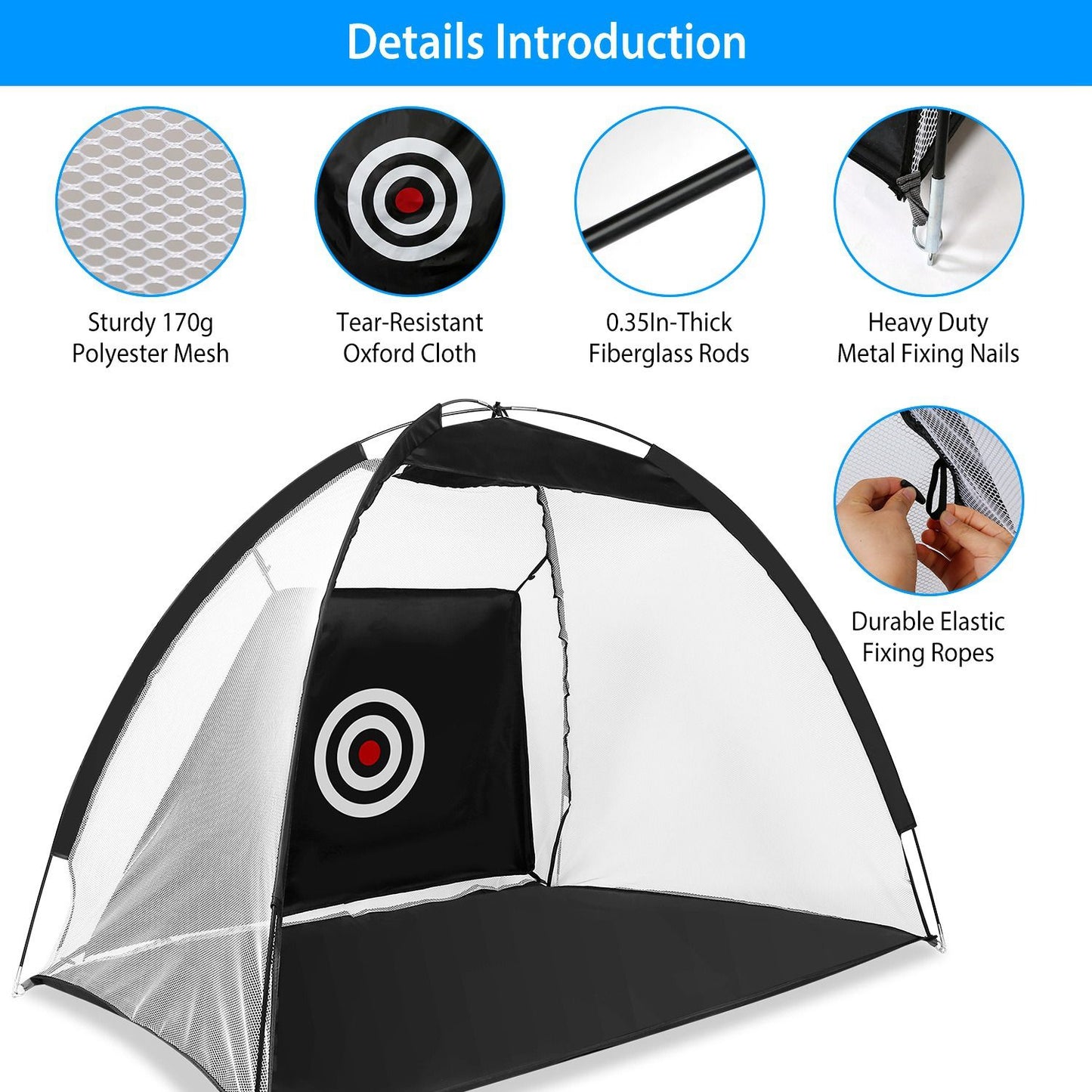 Golf Practice Net 78.7”x39.4”x55.1” – Backyard Driving & Chipping Set with Target Mat & Balls