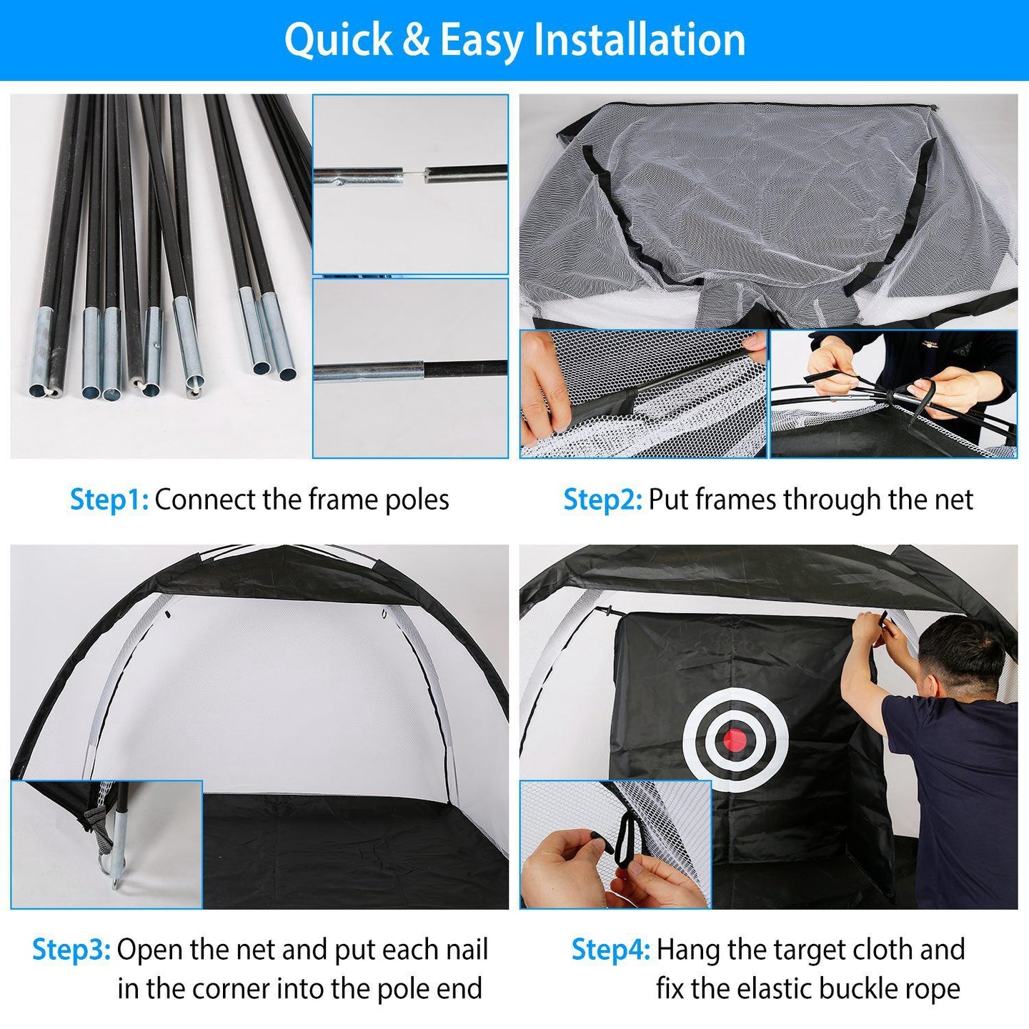 Golf Practice Net 78.7”x39.4”x55.1” – Backyard Driving & Chipping Set with Target Mat & Balls