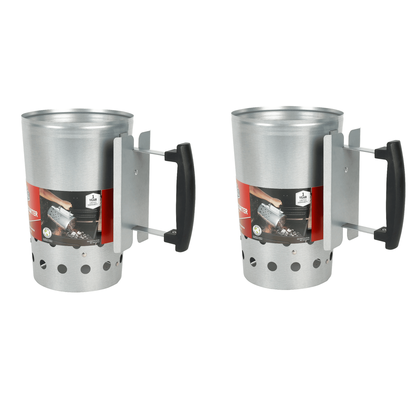 Charcoal Chimney Starter 2-Pack – Outdoor Grill Fire Starter with Safety Handle
