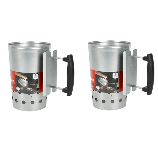 Charcoal Chimney Starter 2-Pack – Outdoor Grill Fire Starter with Safety Handle