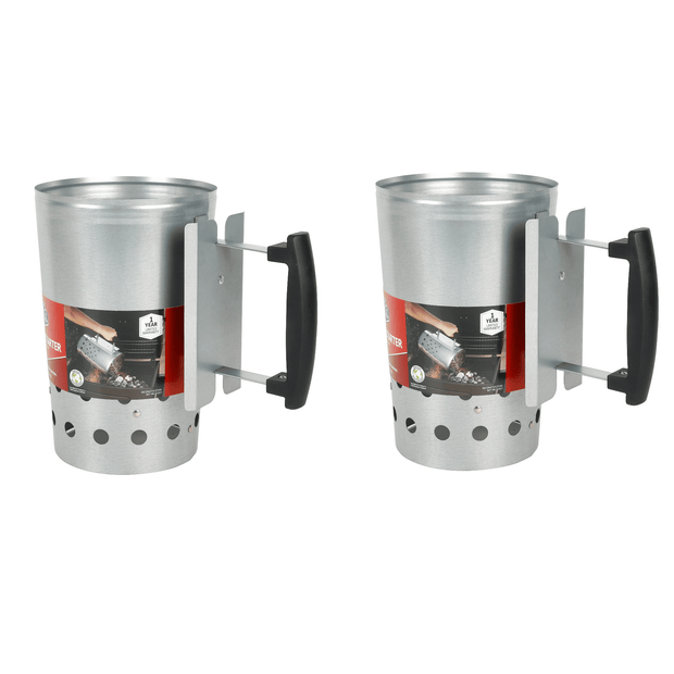 Charcoal Chimney Starter 2-Pack – Outdoor Grill Fire Starter with Safety Handle