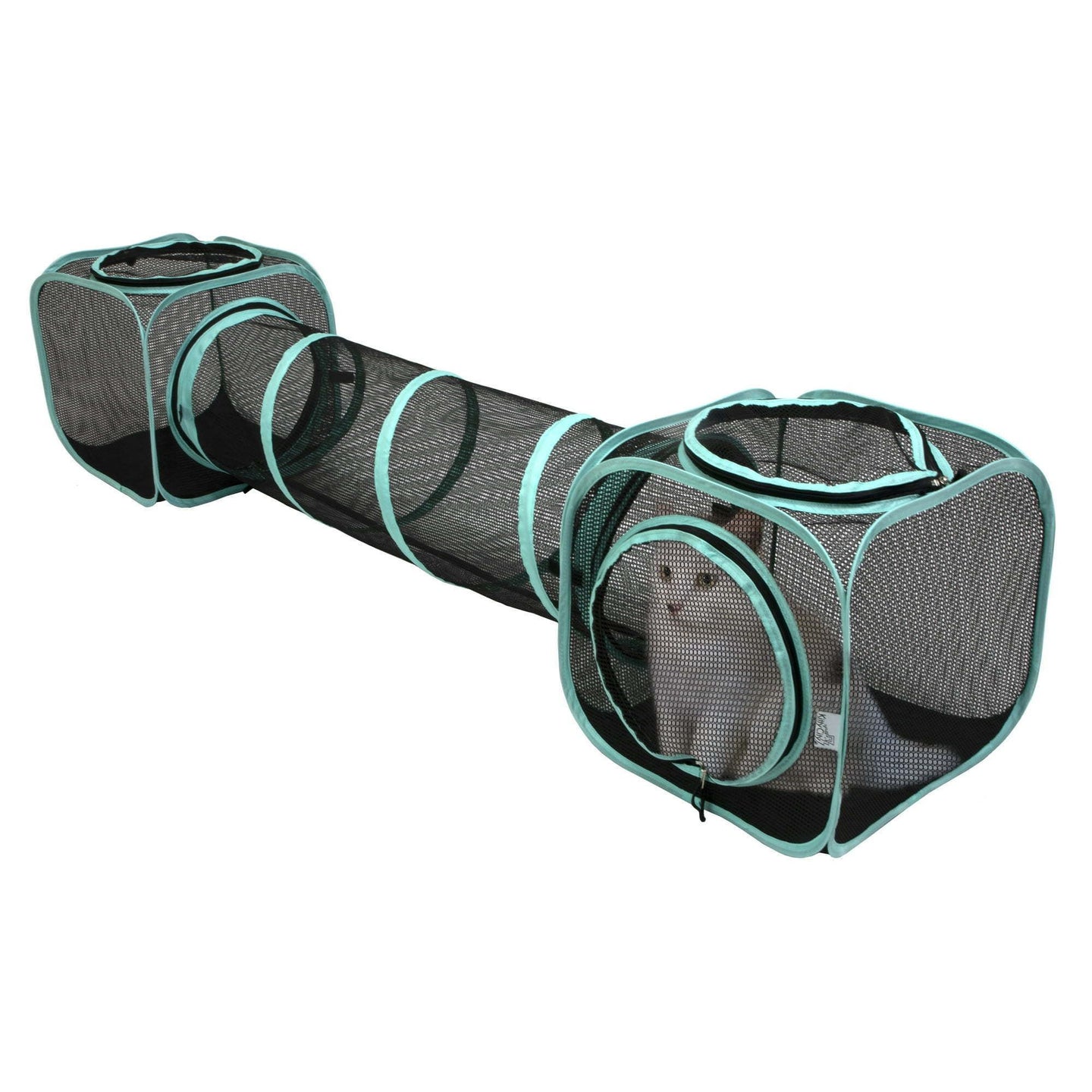 Pop-Open Mesh Cat Tunnel for Outdoor Play – 2-Way Design, Multi-Color Cat Toy