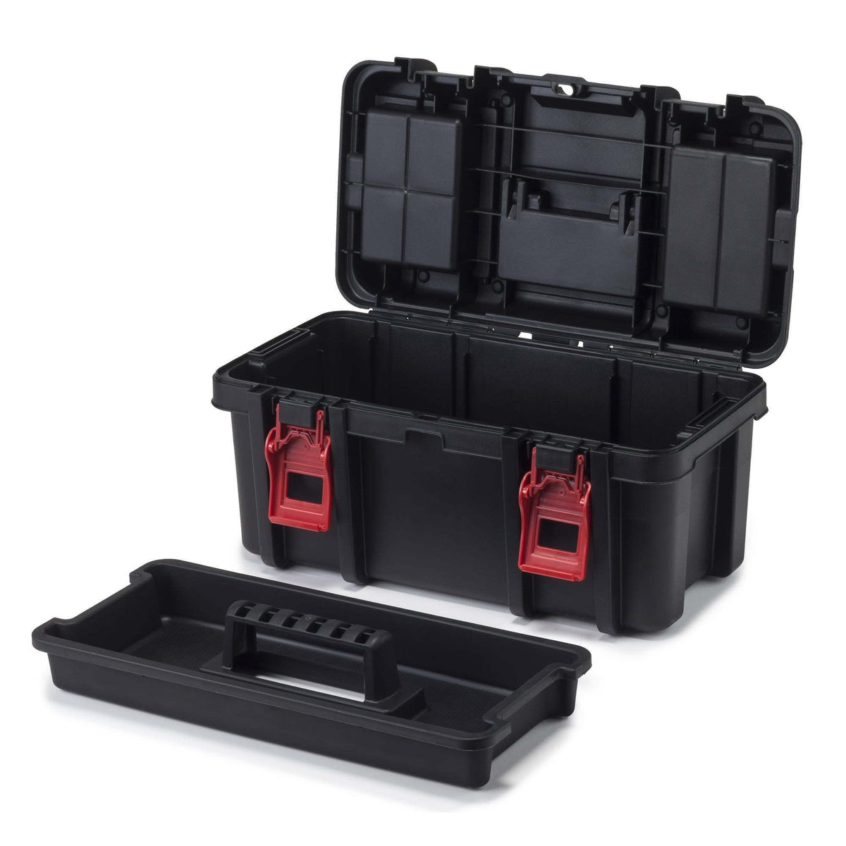 16" Plastic Toolbox for Tools & Hardware – Black Portable Storage Organizer