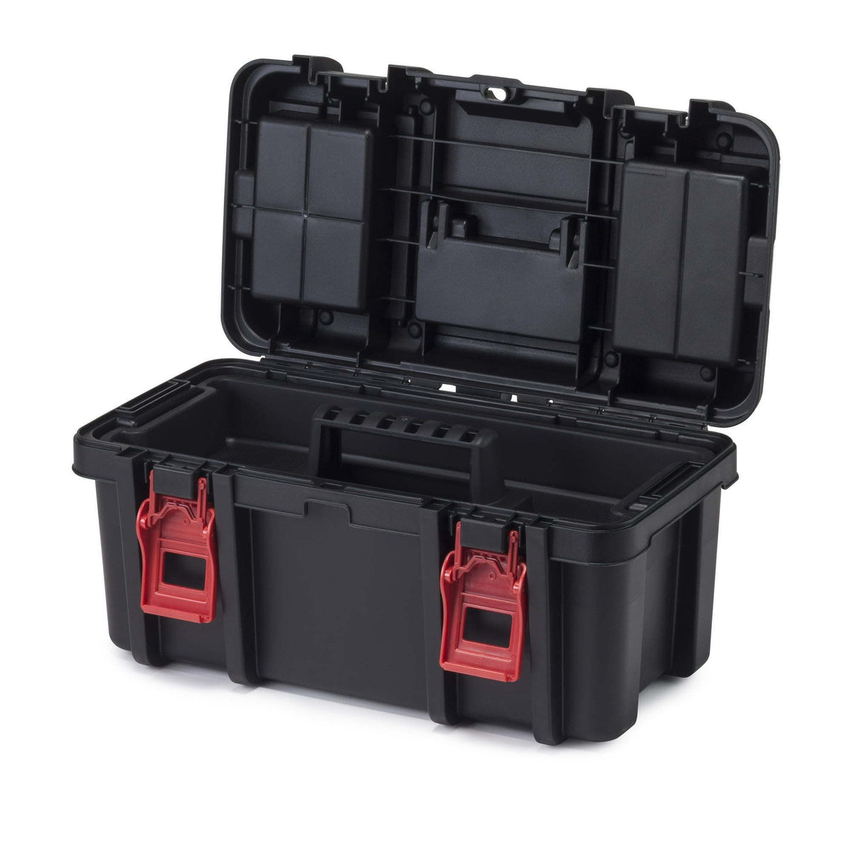16" Plastic Toolbox for Tools & Hardware – Black Portable Storage Organizer