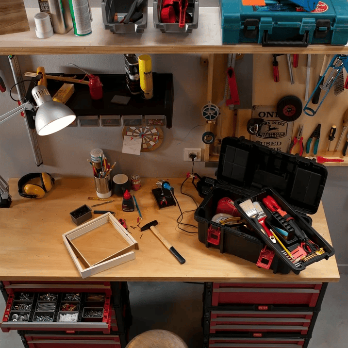 16" Plastic Toolbox for Tools & Hardware – Black Portable Storage Organizer