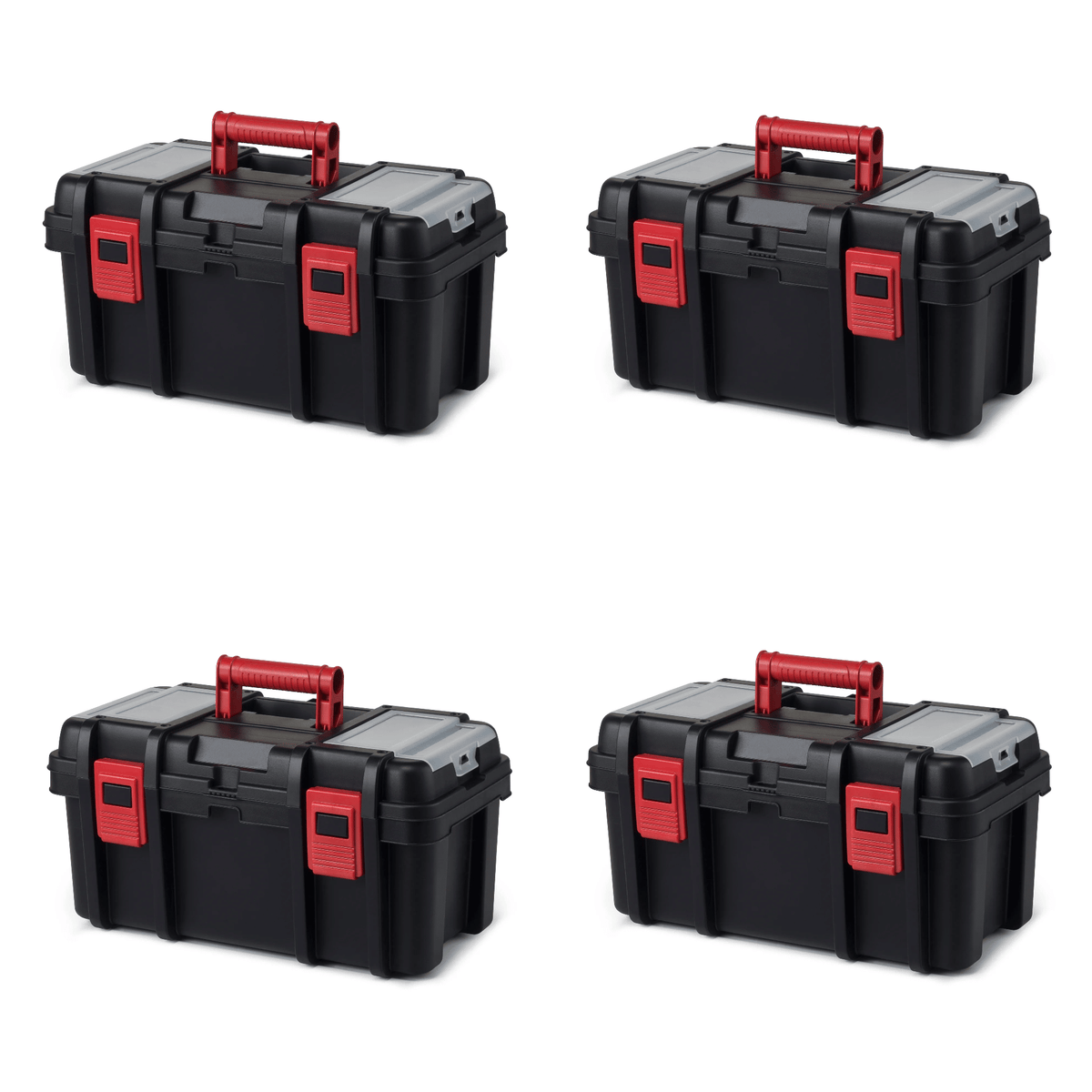 16" Plastic Toolbox for Tools & Hardware – Black Portable Storage Organizer