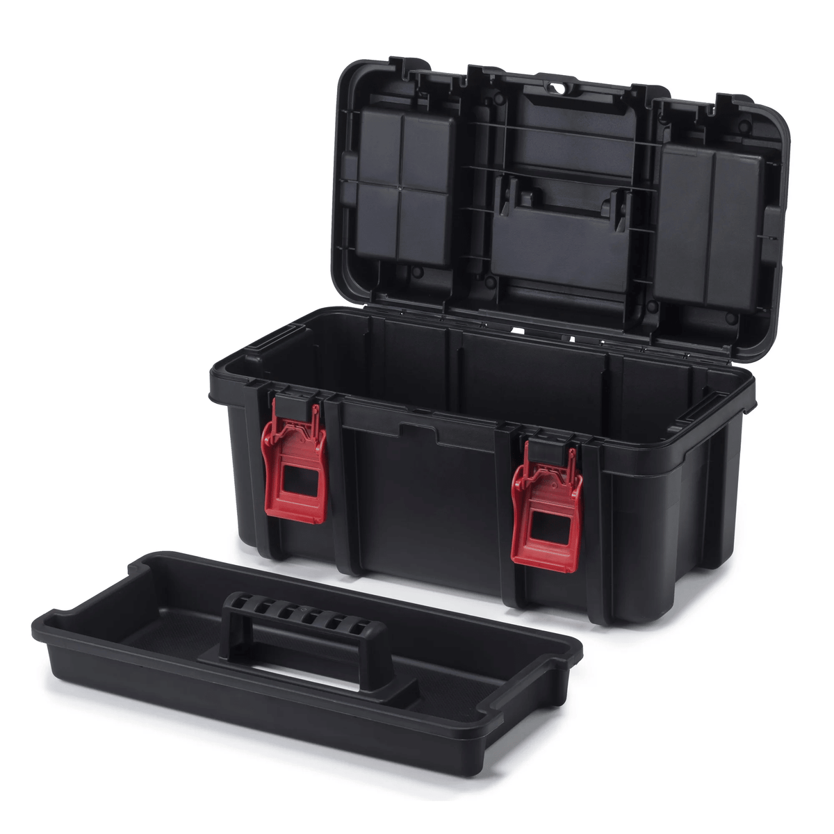 16" Plastic Toolbox for Tools & Hardware – Black Portable Storage Organizer