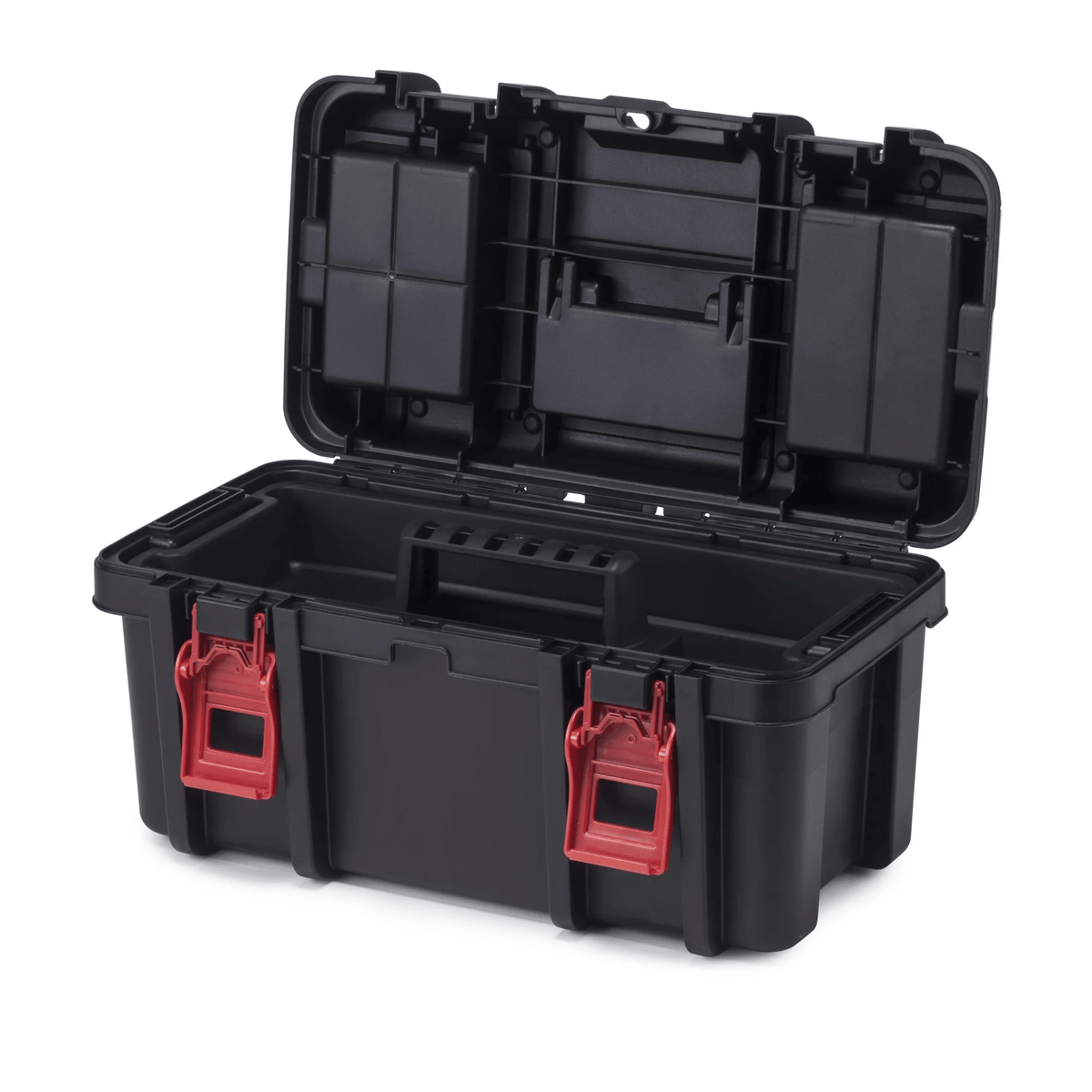 16" Plastic Toolbox for Tools & Hardware – Black Portable Storage Organizer