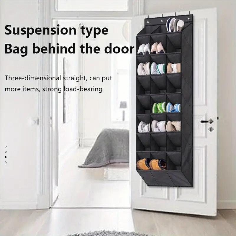 8-Tier Over-the-Door Shoe Organizer with 24 Deep Pockets – Hanging Storage Rack for Closet, Bedroom, Dorm, or Entryway