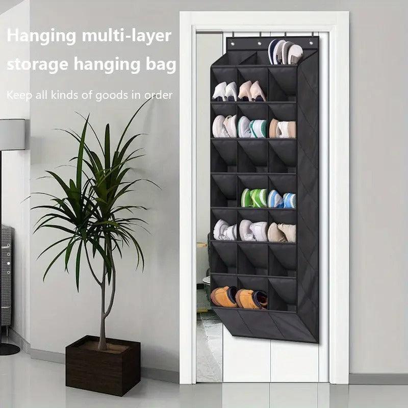 8-Tier Over-the-Door Shoe Organizer with 24 Deep Pockets – Hanging Storage Rack for Closet, Bedroom, Dorm, or Entryway
