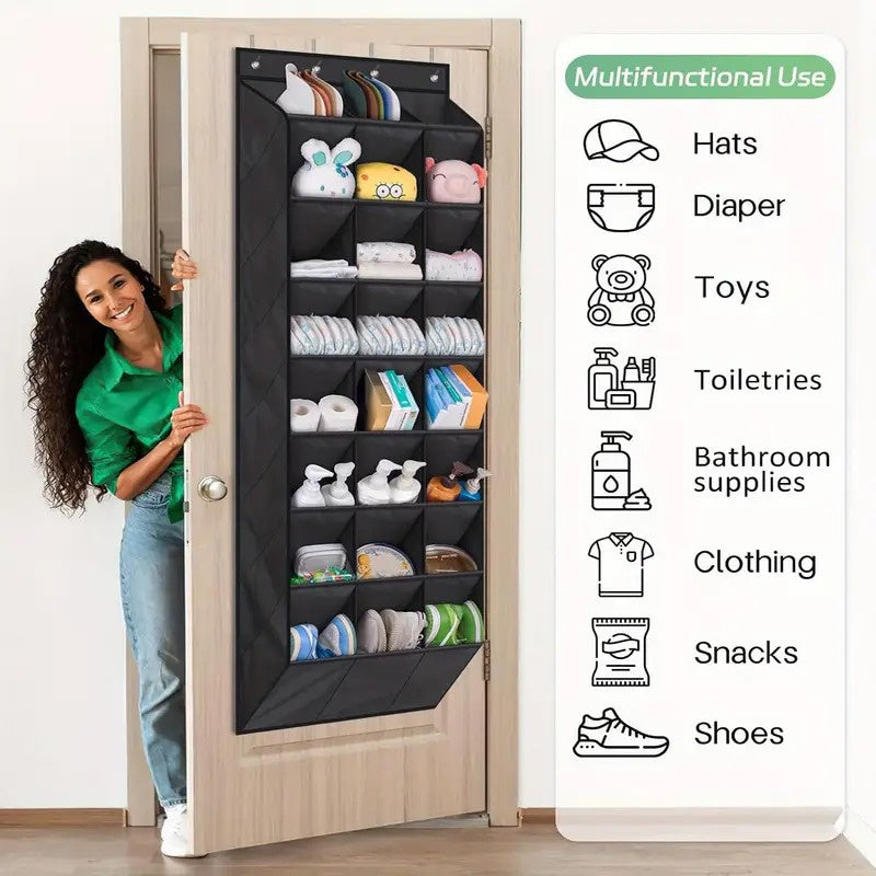 8-Tier Over-the-Door Shoe Organizer with 24 Deep Pockets – Hanging Storage Rack for Closet, Bedroom, Dorm, or Entryway