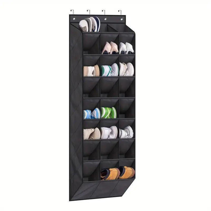 8-Tier Over-the-Door Shoe Organizer with 24 Deep Pockets – Hanging Storage Rack for Closet, Bedroom, Dorm, or Entryway